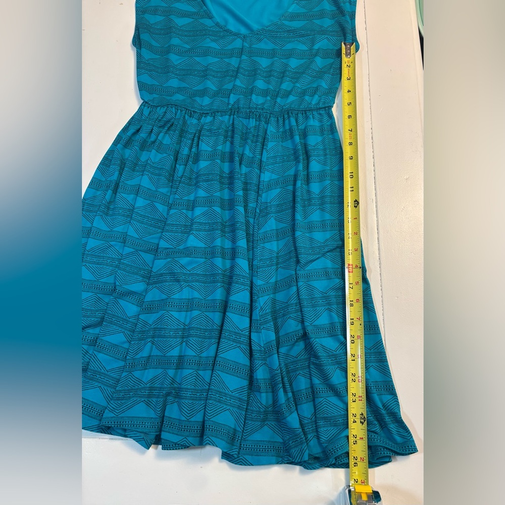 Torrid 00 Women’s Teal Turquoise Black Geometric Chevron Midi Dress - Picture 12 of 13